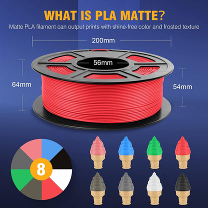 SUNLU 3D Printer Filament PLA Matte 1.75mm, Neatly Wound Filament, Smooth Matte Finish, Print with 99% FDM 3D Printers, 1kg Spool (2.2lbs), 330 Meters, Matte Black
