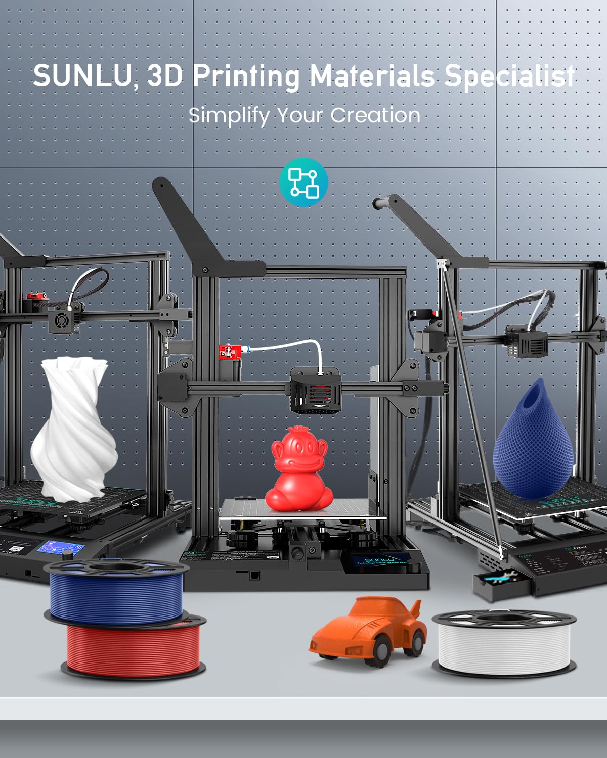 SUNLU 3D Printer Filament PETG Filament 1.75mm, Less Stringing Good Layer Adhesion High Toughness, PETG Filament 1.75 ±0.02mm, 1kg Spool(2.2lbs), PETG Black