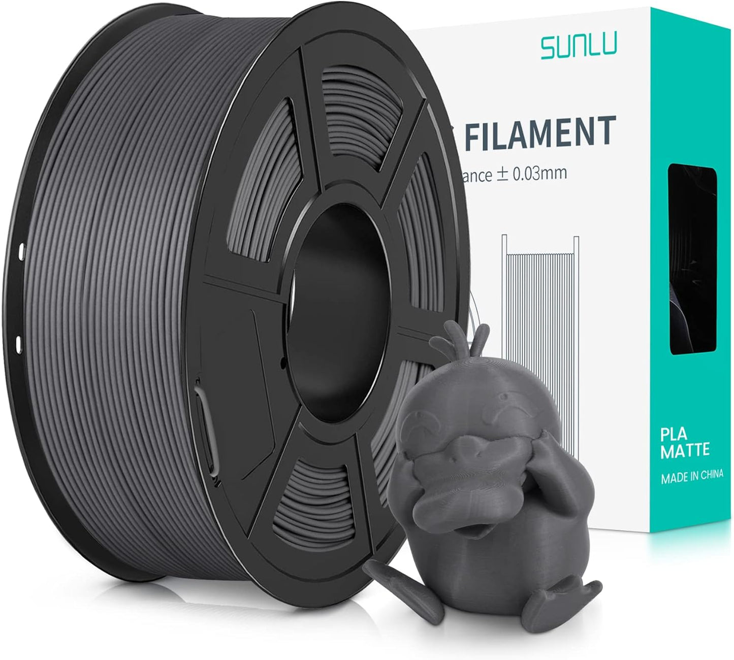 SUNLU 3D Printer Filament PLA Matte 1.75mm, Neatly Wound Filament, Smooth Matte Finish, Print with 99% FDM 3D Printers, 1kg Spool (2.2lbs), 330 Meters, Matte Black