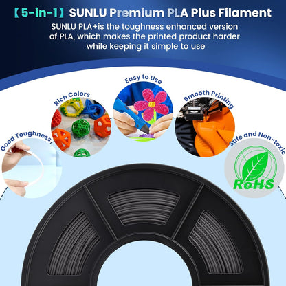SUNLU PLA+ Filament MasterSpool, PLA Plus 3D Printer Filament with Reusable Spool, 1KG 3D Printing PLA+ Filament