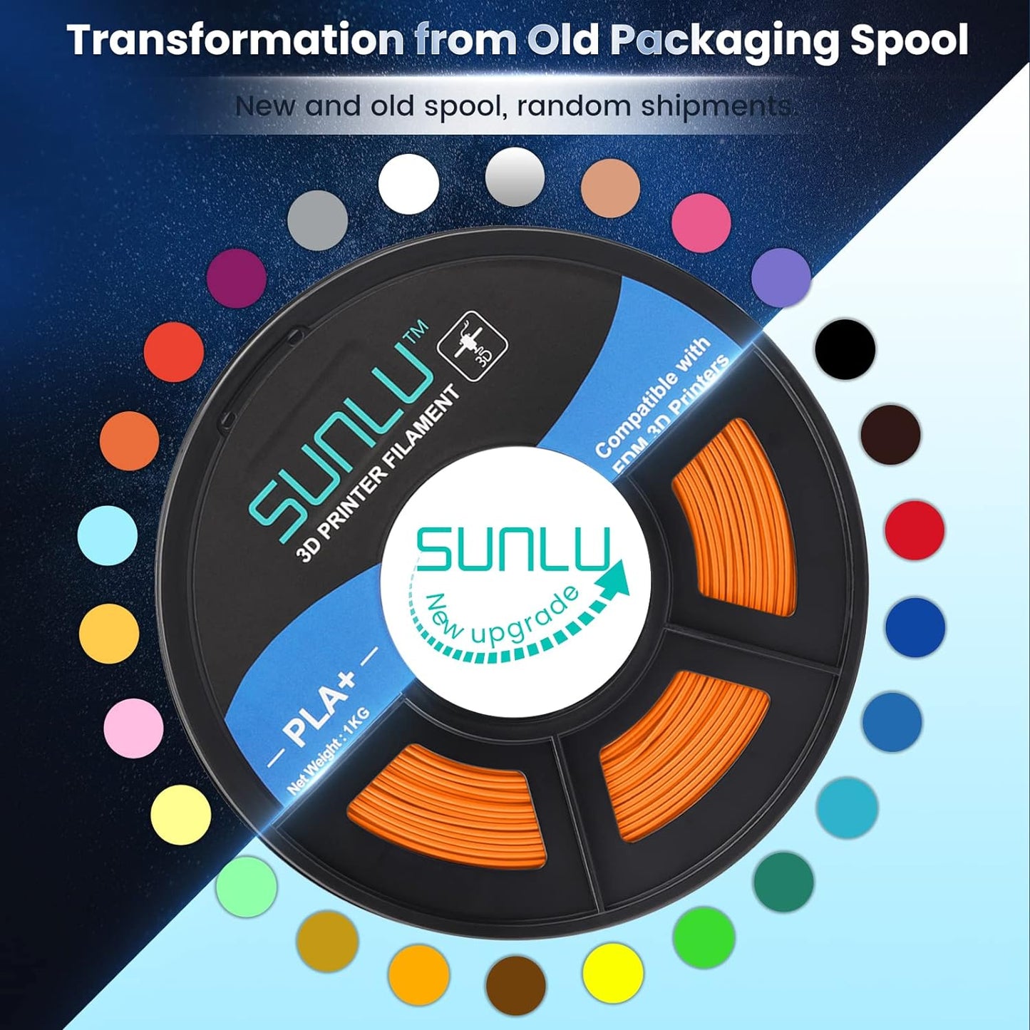 SUNLU PLA+ Filament MasterSpool, PLA Plus 3D Printer Filament with Reusable Spool, 1KG 3D Printing PLA+ Filament