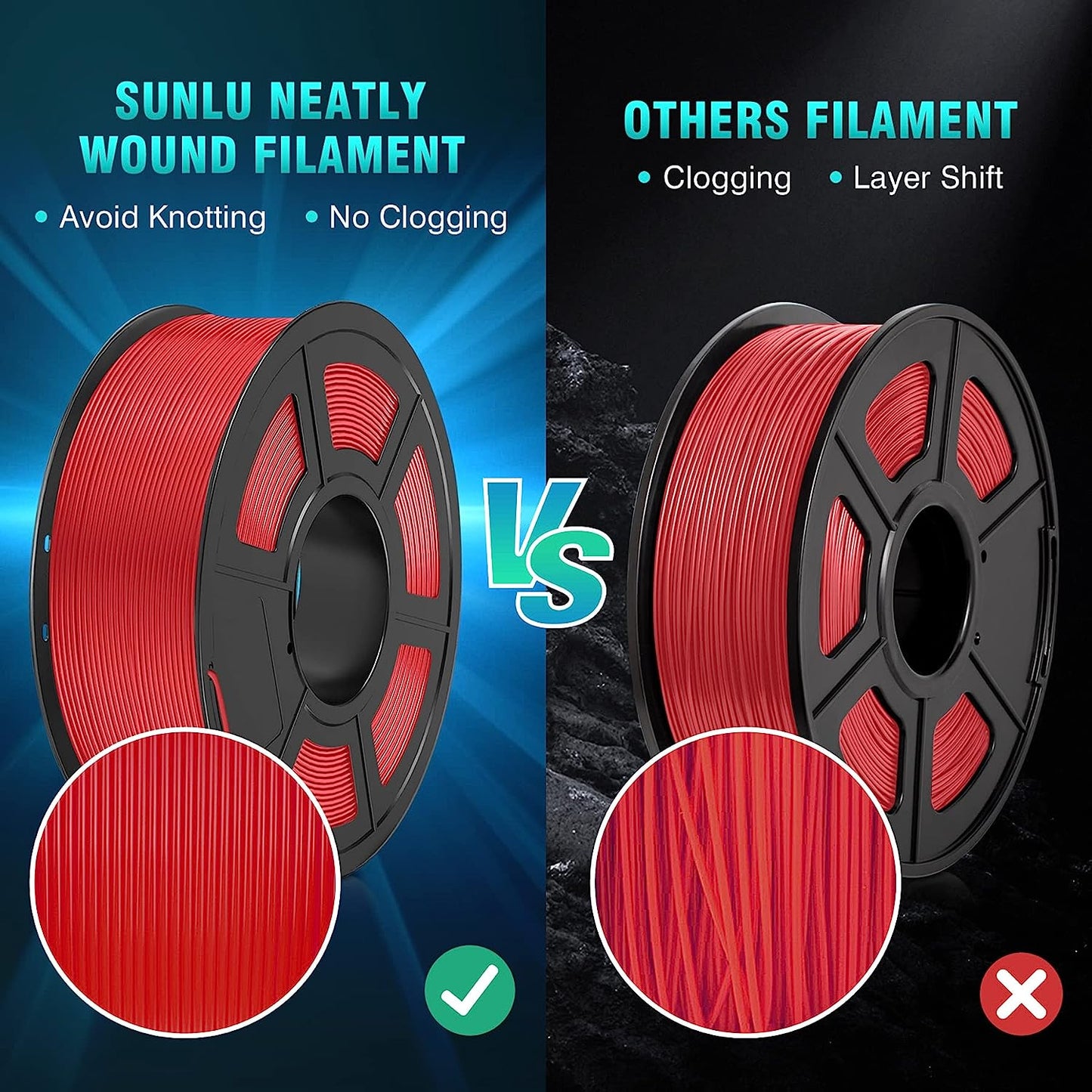 SUNLU PLA Filament 1.75mm Black 1KG, Neatly Wound PLA Meta 3D Printing Filament, Tougher and Fast Printing, Dimensional Accuracy +/- 0.02 mm, 1KG Spool(2.2lbs), Fits for Most FDM 3D Printers